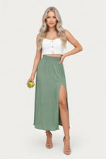 High Waist Split Maxi Skirt — front view