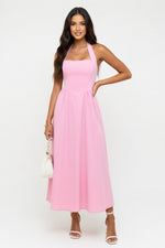 Square Neck Splice Dress — Pink