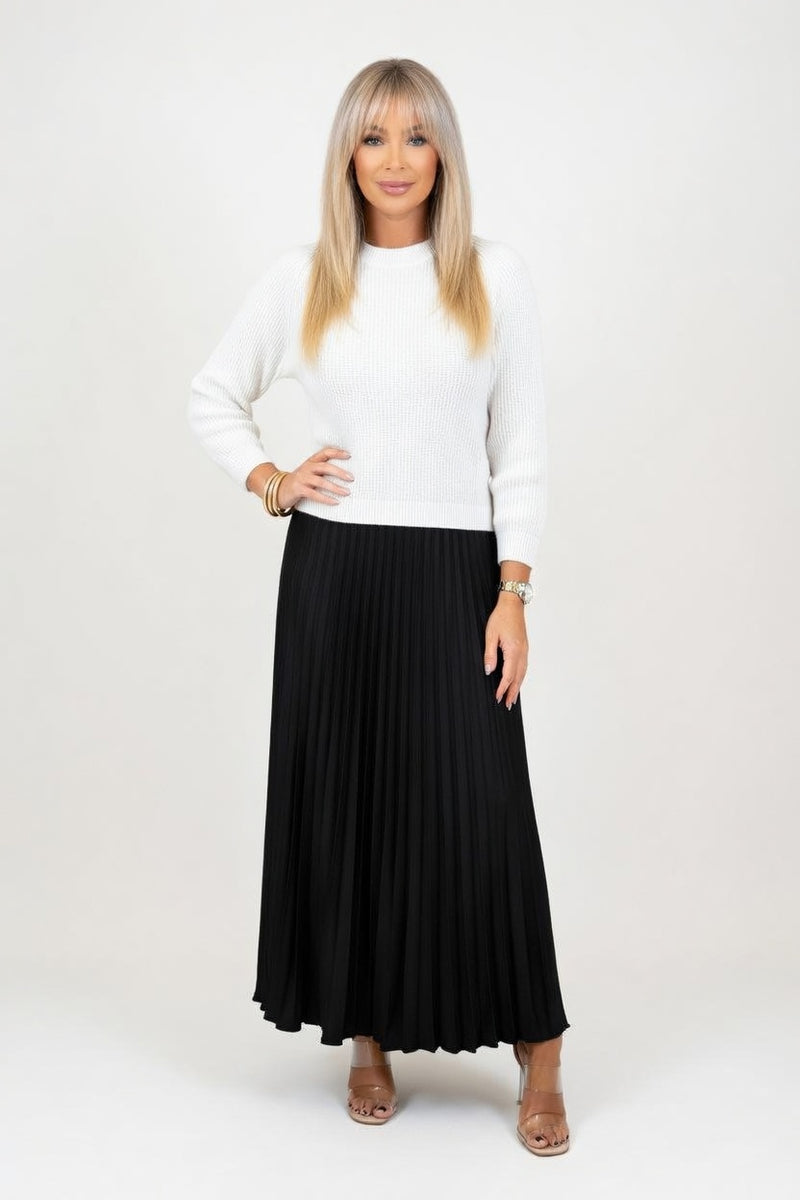 Knit Pleated Hybrid Dress — front view