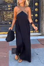 Cross Back Maxi Dress — Black — colour variant