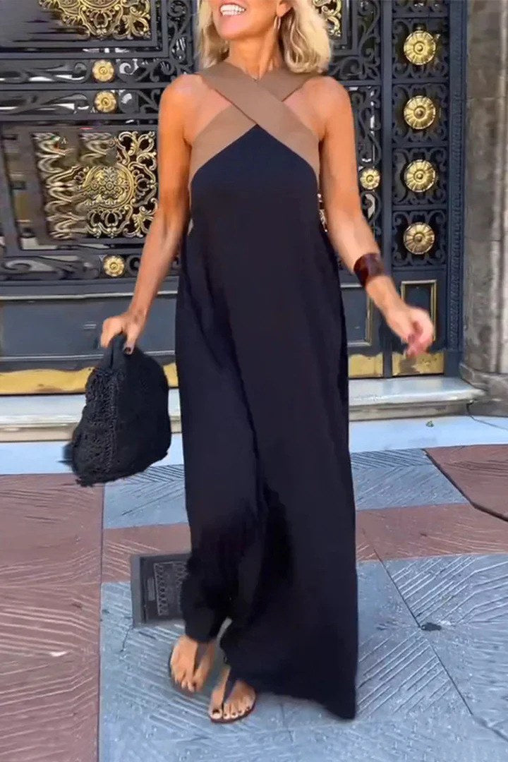 Cross Back Maxi Dress — Black — colour variant