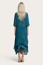 Feather Print Cami Dress with Chiffon Cardigan Set — back view