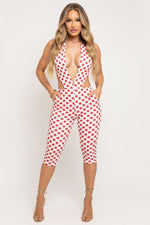Plunge Neck Bodycon Jumpsuit — Pink