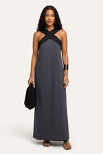 Cross Back Maxi Dress — Grey