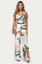 Printed Wide Leg Jumpsuit — front view