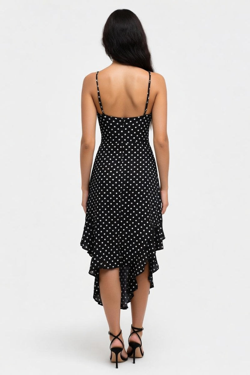 Polka Dot Halter Dress — back view