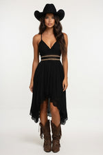 Lace Halter Mini Dress — Black