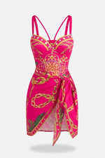 Printed Swimsuit Set — Rose Red