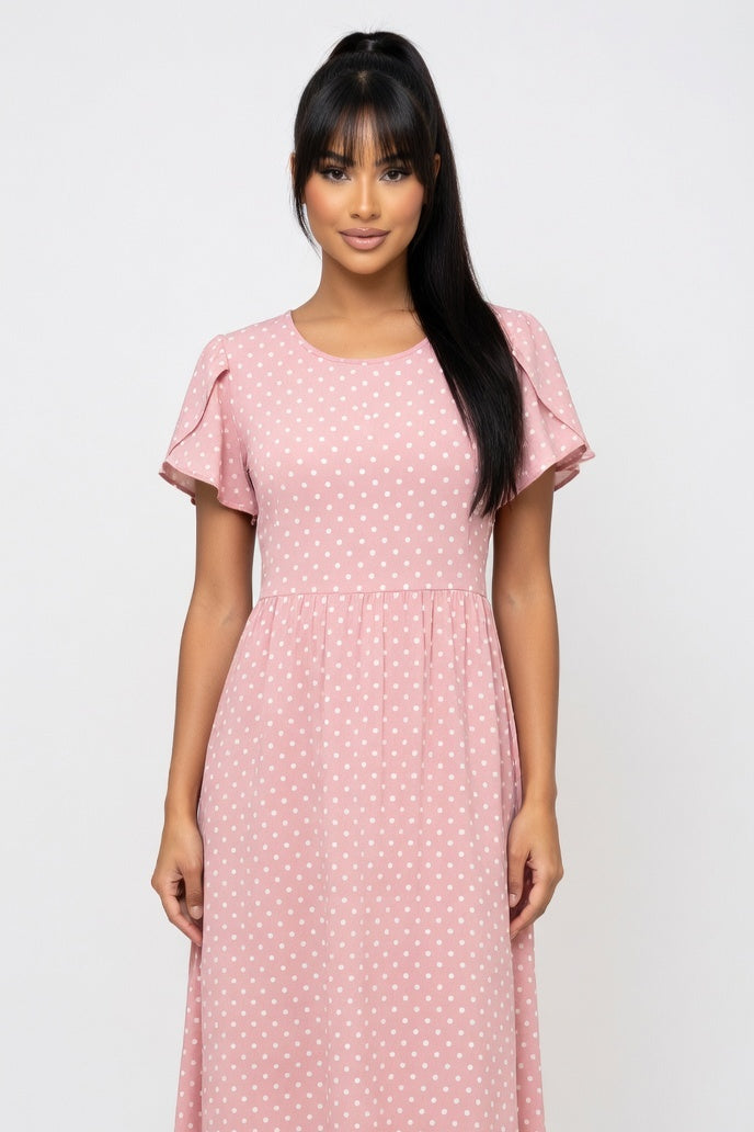 Printed Midi Dress with Petal Sleeves — Colour 2