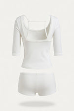 Lace Trim Lounge Set — back view