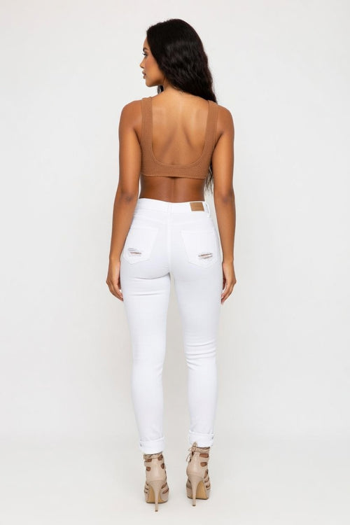 Ripped Pencil Jeans — back view