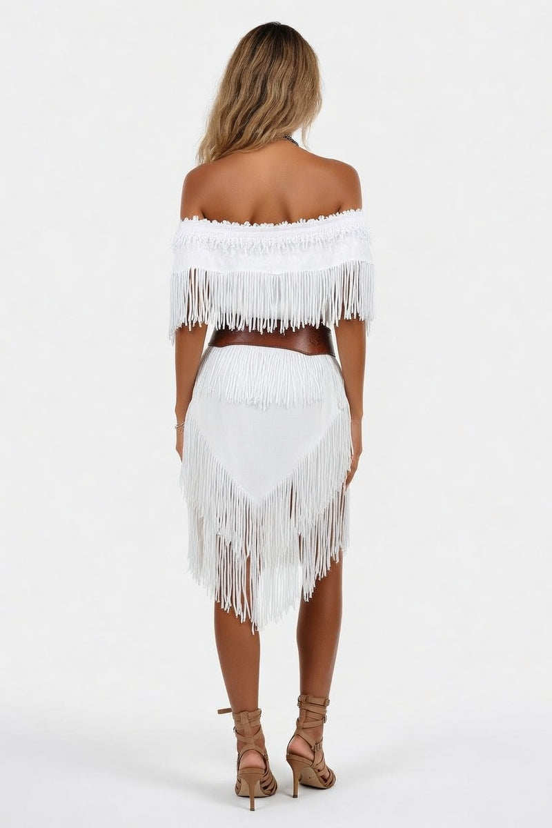 Fringe Mini Dress — back view
