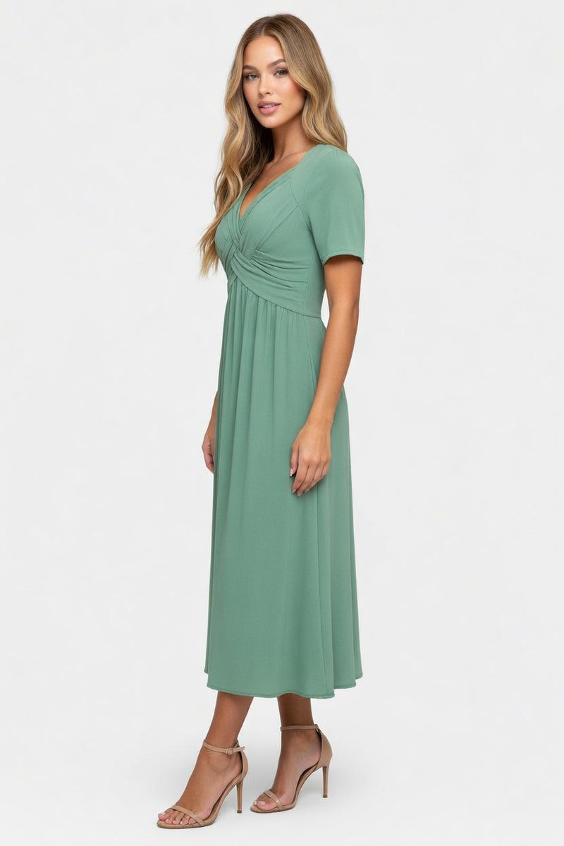 Draped Short Sleeve Dress — side view
