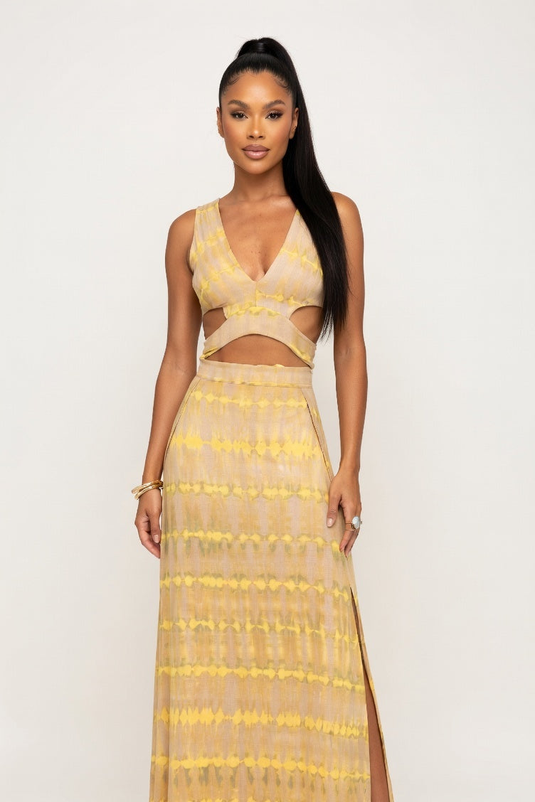 V-Neck Bodycon Dress — Yellow