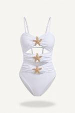 Metal Star One-Piece Swimsuit — White