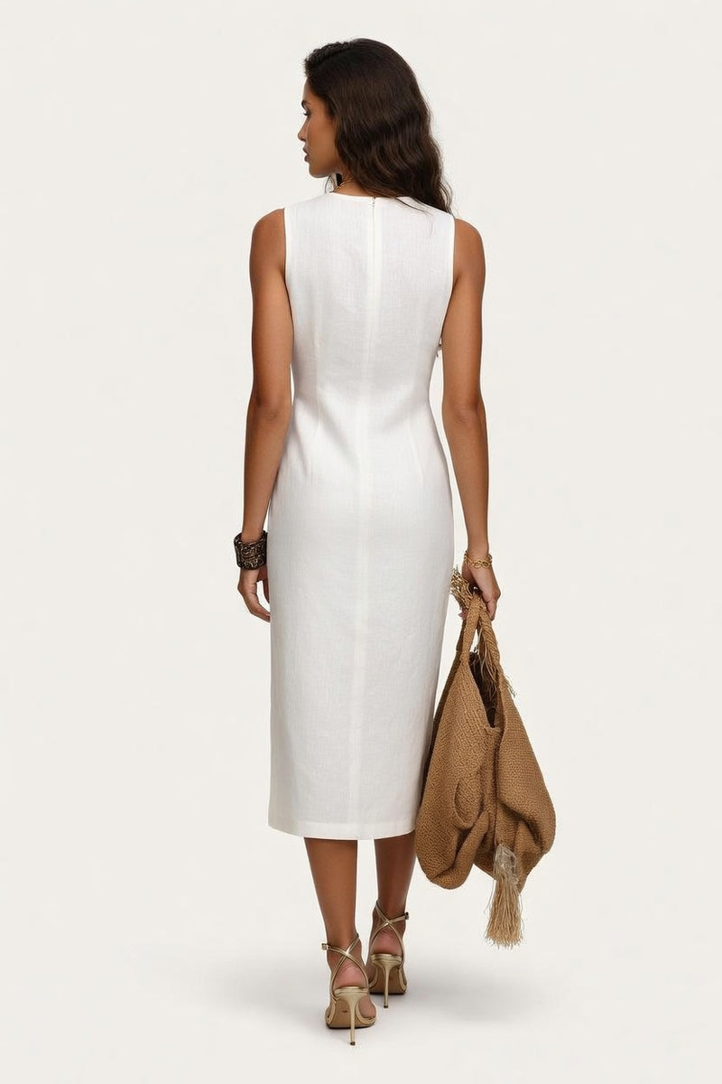 Ribbed Knit Midi Dress — back view