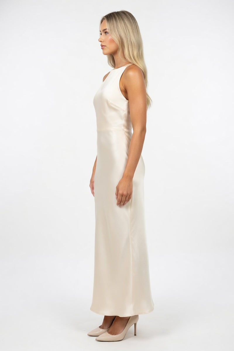 Satin Halter Dress — side view