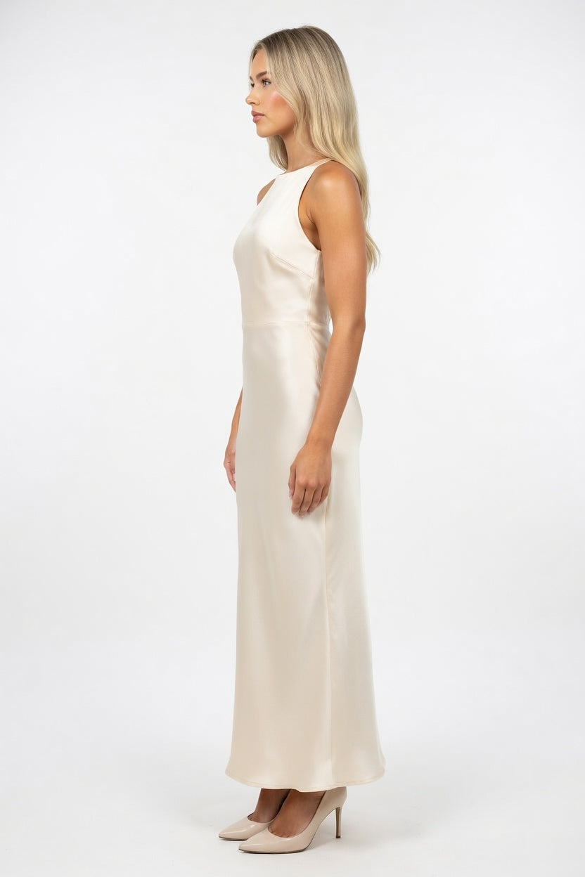 Satin Halter Dress — side view