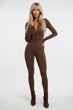High-Neck Zip Bodysuit — Mist Blue