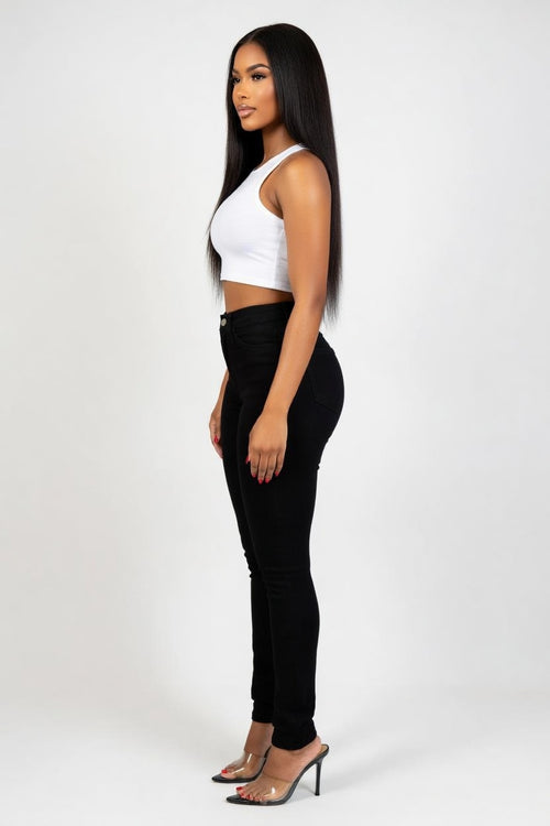 High Waist Slim Jeans — side view