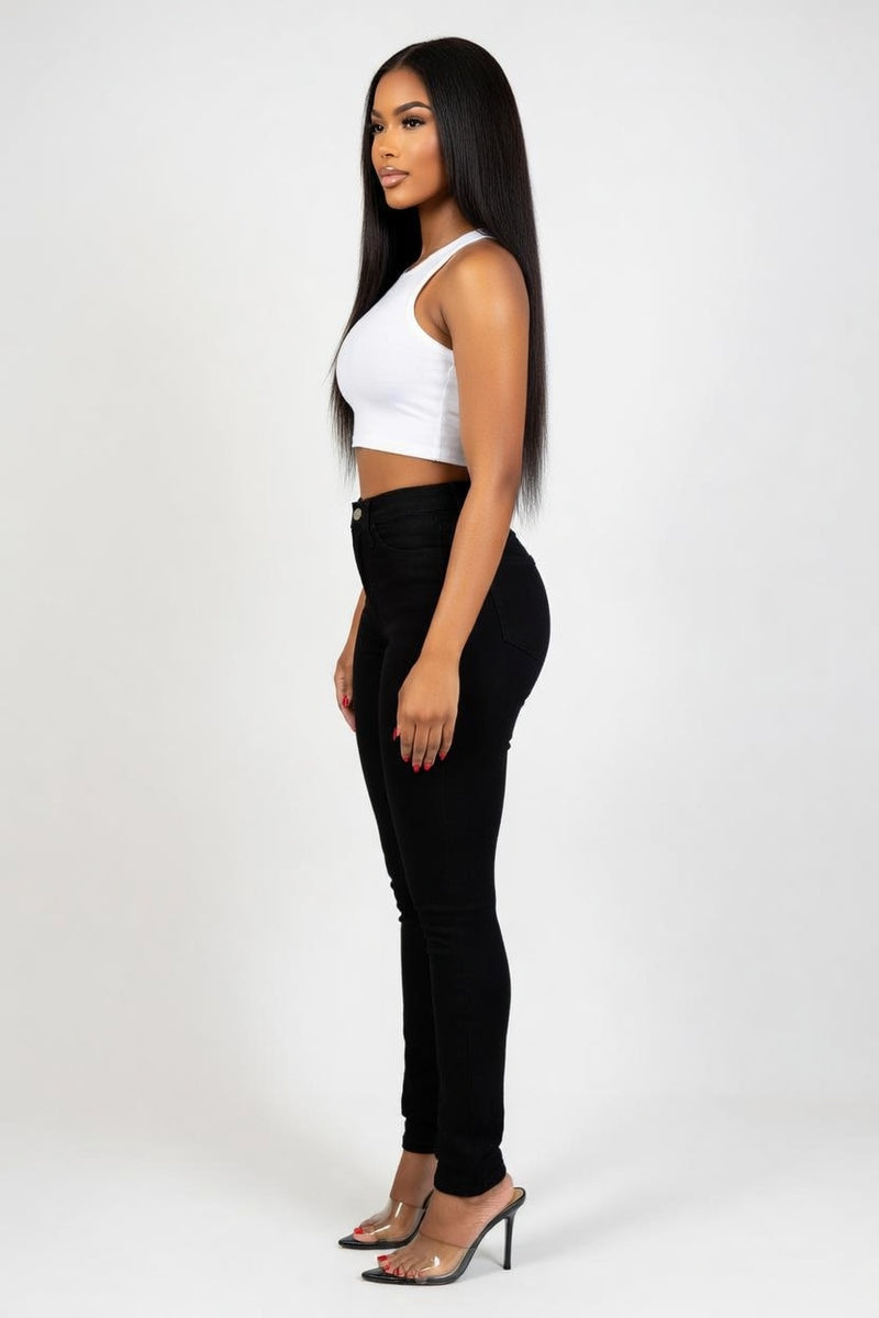High Waist Slim Jeans — side view