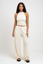 Vest & Wide Leg Trouser Co-ord — Apricot