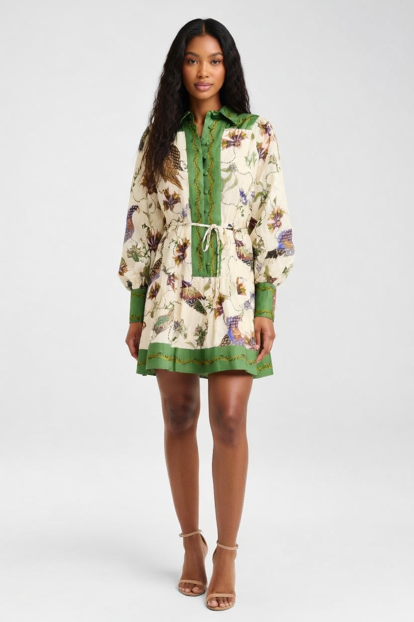 Lace-Up Print Dress — As Pictured