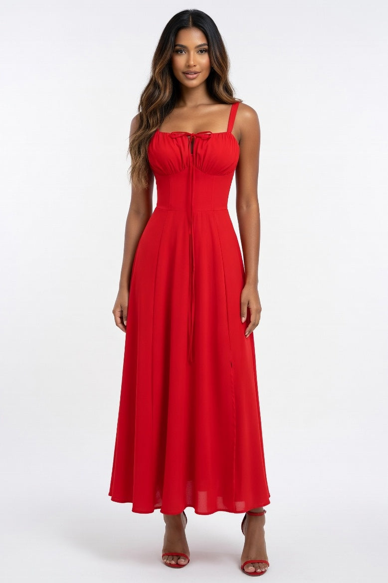 Strappy Back Maxi Dress — Red