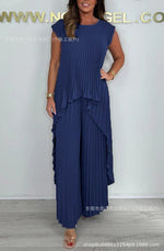 Tailored Top & Pleated Pants Co-ord — Navy Blue — colour variant