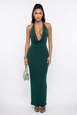 Halter Pleat Mini Dress — Green