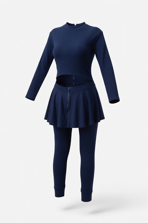 Long-Sleeve Swim Suit — Dark Blue