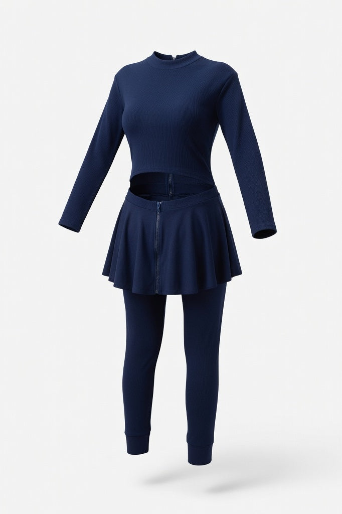 Long-Sleeve Swim Suit — Dark Blue