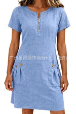 Zip Front Mini Dress — Light Blue — colour variant