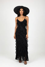 Halter Backless Dress with Side Slit — Black