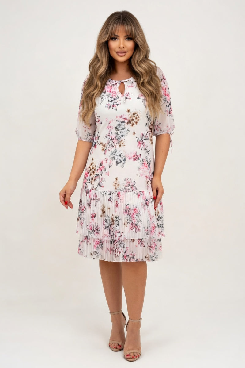 Off-Shoulder Print Dress — front view