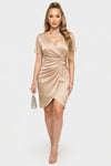 Satin V-Neck Mini Dress