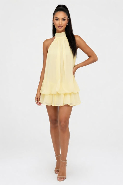 Halter Crop Top & Mini Skirt Co-Ord — front view