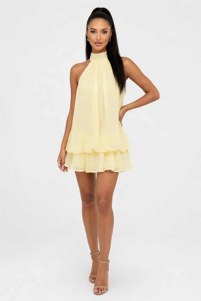 Halter Crop Top & Mini Skirt Co-Ord — front view