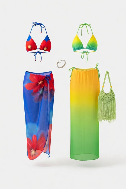 Floral Halter Bikini Set — Green