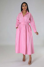 Belted Shirt Dress — Pink — colour variant