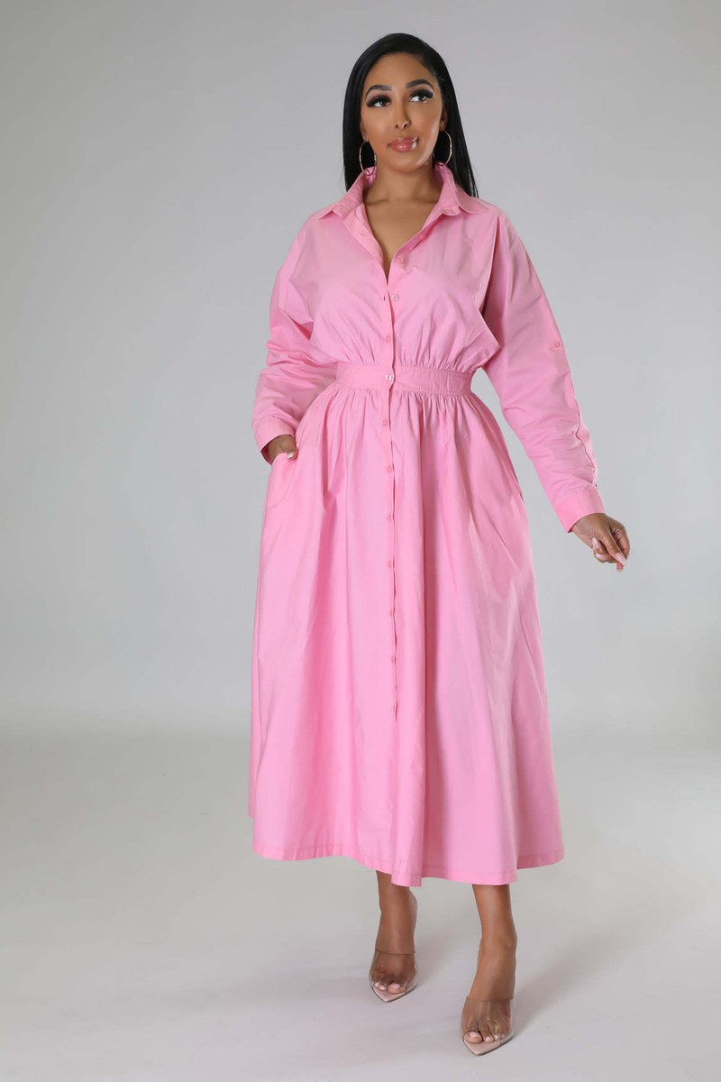 Belted Shirt Dress — Pink — colour variant