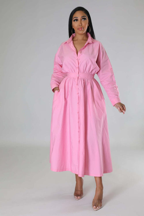 Belted Shirt Dress — Pink — colour variant