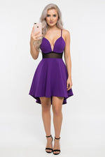 Deep V Halter Dress — Purple