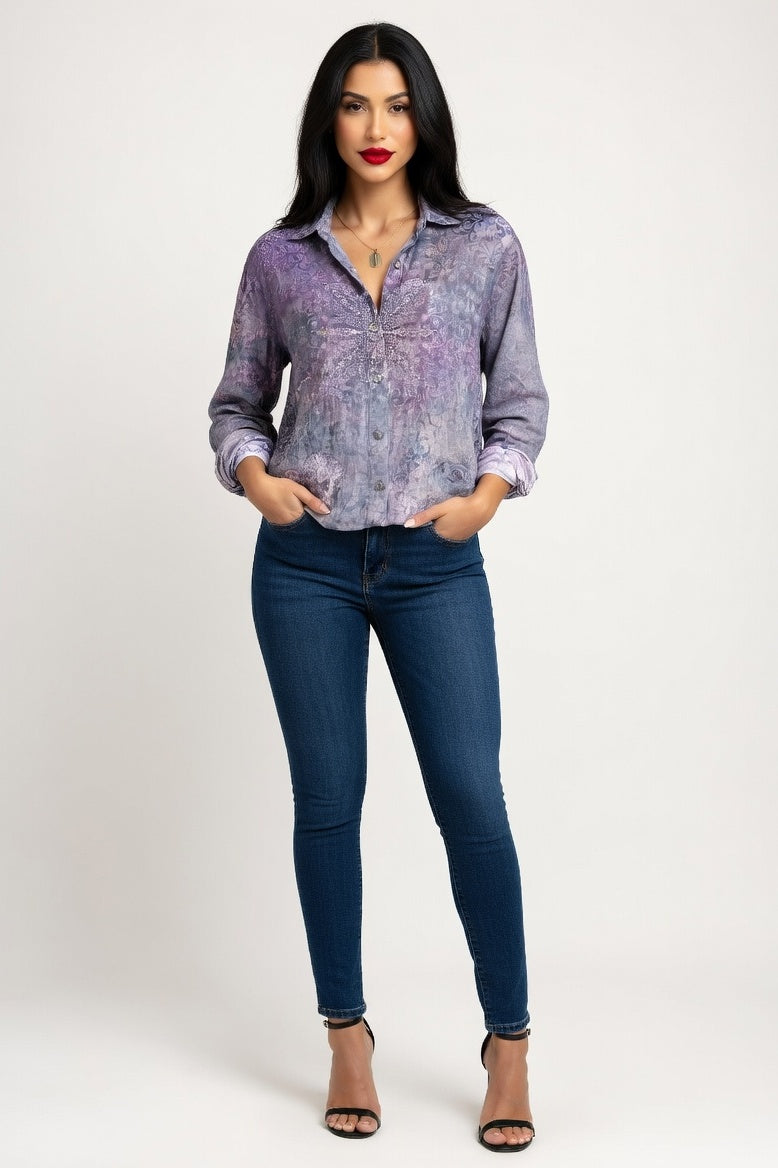 Printed Cotton-Linen Shirt — Vintage 4
