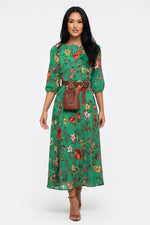 Chiffon Floral Maxi Dress — Green