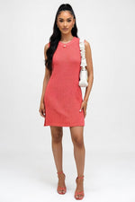 Round Neck Knitted Dress — Orange Red