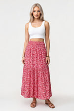 Floral A-Line Midi Skirt — front view