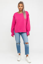 Slit Detail Sweatshirt — Rose Red