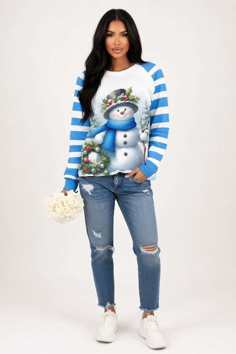 Printed Oversized Sweatshirt — Blue