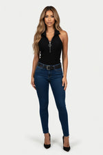 Zip Front Sleeveless Top — front view